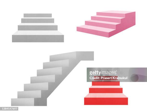 set of stairscase on white background - tree on white stockfoto's en -beelden