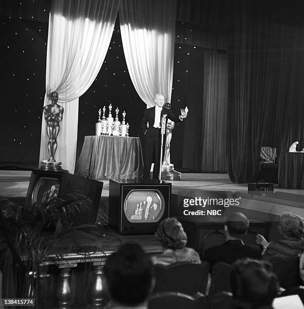 Ceremony -- AIr Date -- Pictured: Host/actor Conrad Nagel at the 25th Annual Academy Awards New York ceremony held at the NBC International Theatre...