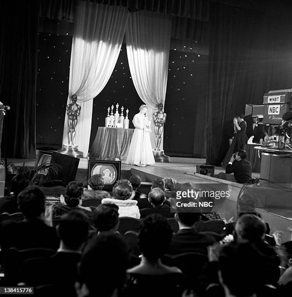 Ceremony -- AIr Date -- Pictured: Best Actress winner Shirley Booth for "Come Back, Little Sheba" at the 25th Annual Academy Awards New York ceremony...