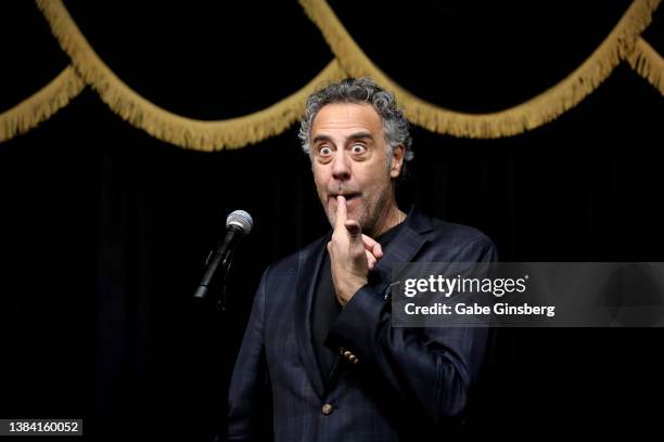 Comedian Brad Garrett performs during a kick-off fundraising event for St Baldrick's Foundation, which fundraises for childhood cancer, at Brad...