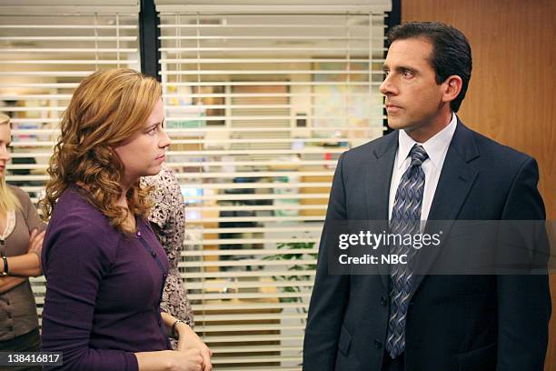 Launch Party" Episode 3 -- Aired -- Pictured: Jenna Fischer as Pam Beesly and Steve Carell as Michael Scott