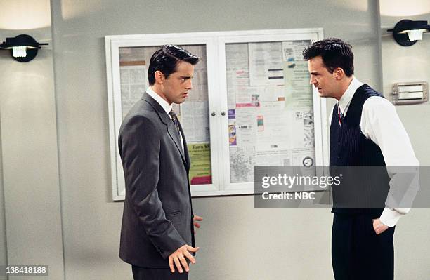 The One with the Chicken Pox" Episode 23 -- Air Date -- Pictured: Matt LeBlanc as Joey Tribbiani, Matthew Perry as Chandler Bing