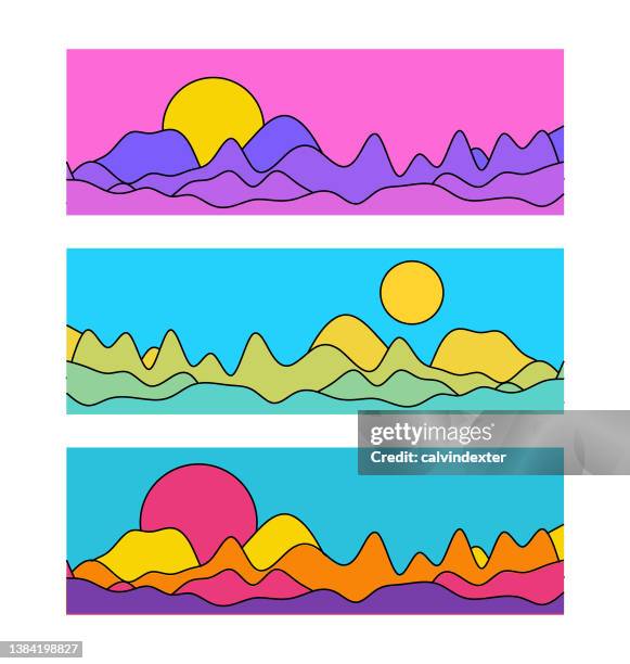 landscape panoramic background collection - wellbeing background stock illustrations