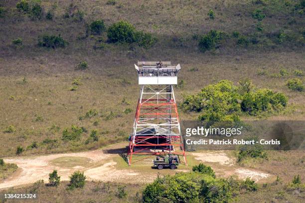 The foreign legion ensures the protection of the Guyanese Space Center. Here, a watchtower houses a surface-to-air missile firing position to protect...