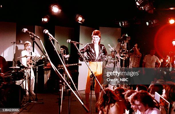 The 1980 Floor Show staring David Bowie" Episode 210 -- Aired: 11/16/73 -- Pictured: Mick Ronson , David Bowie during his last show as Ziggy Stardust...