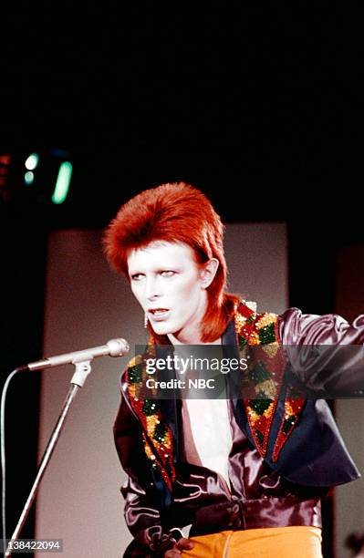 The 1980 Floor Show staring David Bowie" Episode 210 -- Aired: 11/16/73 -- Pictured: David Bowie during his last show as Ziggy Stardust filmed mostly...