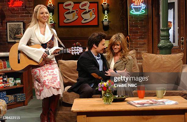 Episode 9 -- Air Date -- Pictured: Maya Rudolph as Phoebe, Jimmy Fallon as Ross, Jennifer Aniston on January 10, 2004