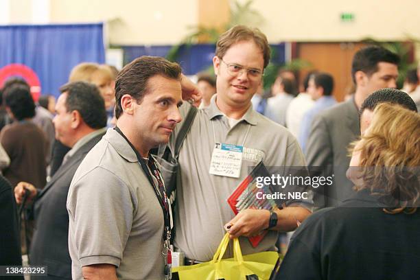 The Convention" Episode 2 -- Aired -- Pictured: Steve Carell as Michael Scott and Rainn Wilson as Dwight Schrute