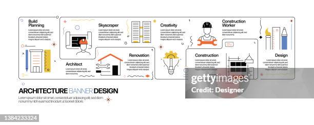 architecture concept, line style vector illustration - bridge blueprint stock illustrations
