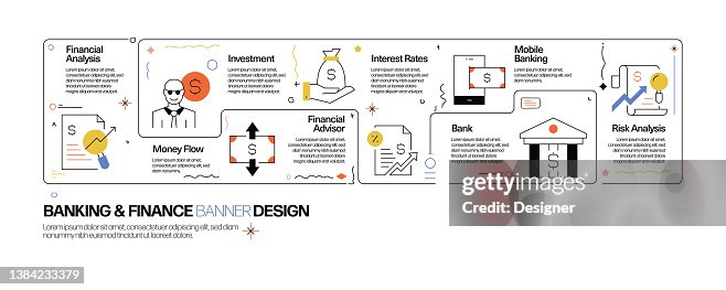 Bank Financing Visual Banking And Finance Concept Line Style Vector Illustration High-Res ...