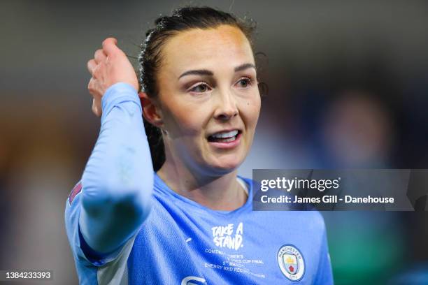 Caroline Weir of Manchester City looks on during the FA Women's Continental Tyres League cup final match between Chelsea women and Manchester City...