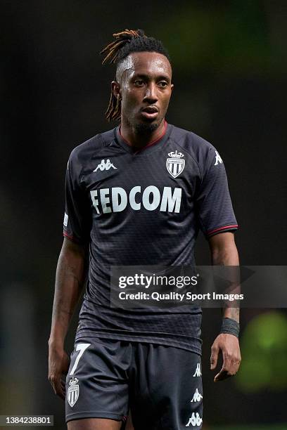 Gelson Martins of AS Monaco looks on during the UEFA Europa League Round of 16 Leg One match between Sporting Braga and AS Monaco at Estadio...