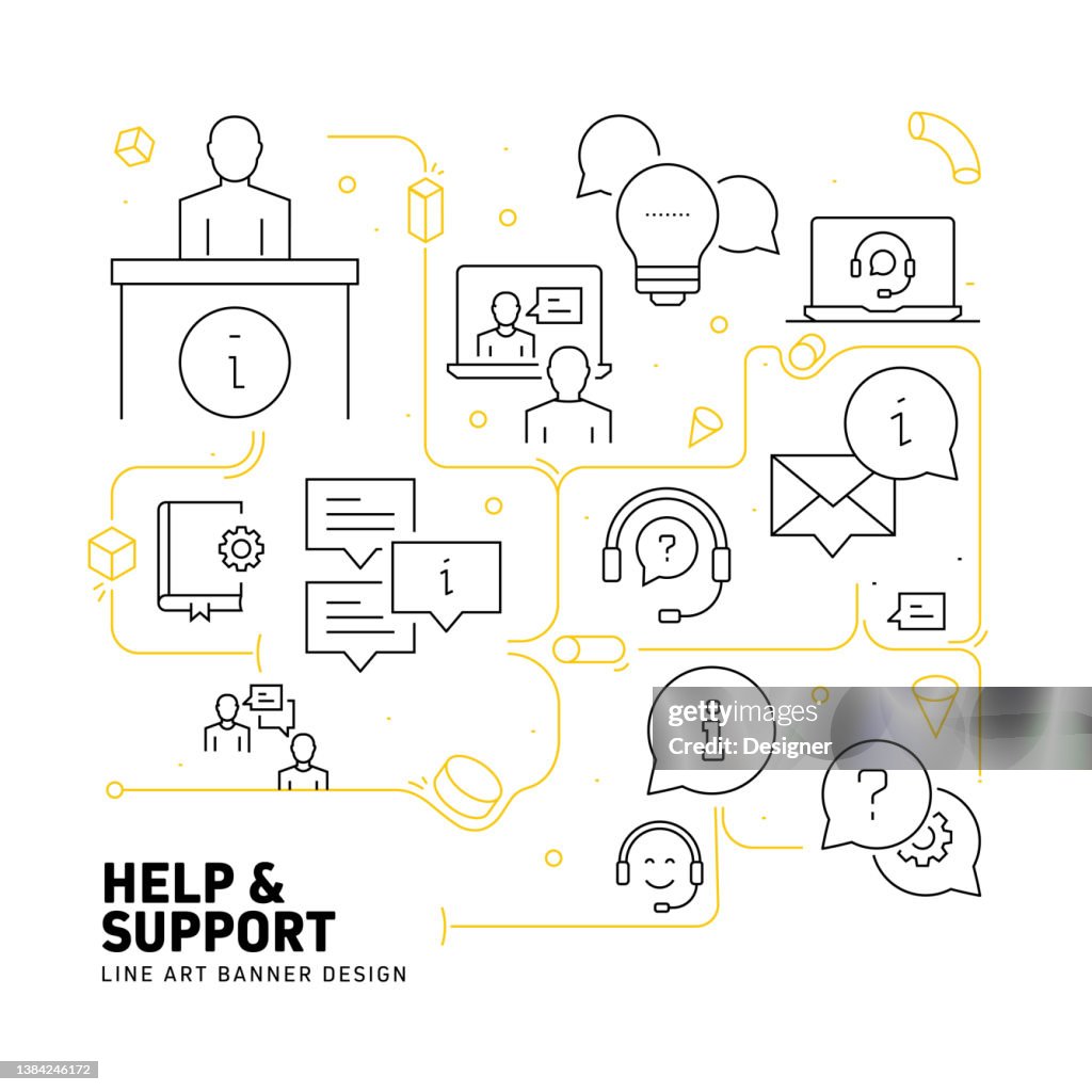Help And Support Related Modern Line Style Vector Illustration High-Res ...
