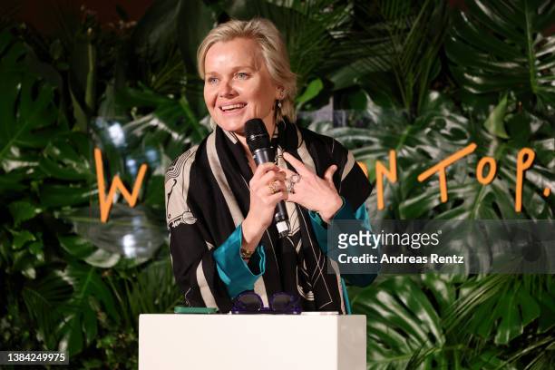 Barbara Sturm speaks during her key note atthe Women On Top Awards at 20° Restobar on March 10, 2022 in Duesseldorf, Germany.