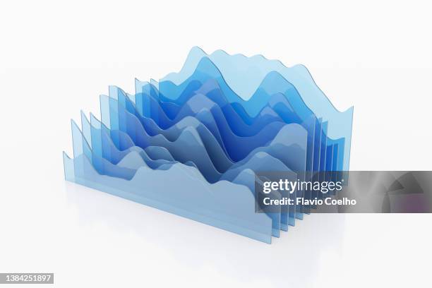 wave bar graph divided in twelve slices - glass version - upward curve stock pictures, royalty-free photos & images