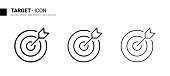 Target Line Icon Design, Editable Stroke, Pixel Perfect, Stock Illustration.