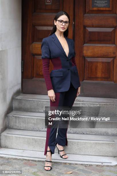 Eiza Gonzalez arriving at the Burberry A/W 2023 Womenswear Collection Presentation at Central Hall Westminster on March 11, 2022 in London, England.