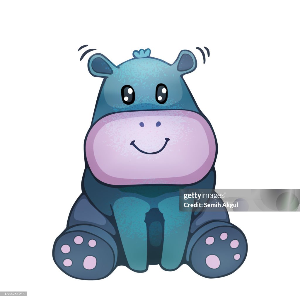 Cute Cartoon Baby Hippopotamus Vector Illustration High-Res Vector Graphic  - Getty Images