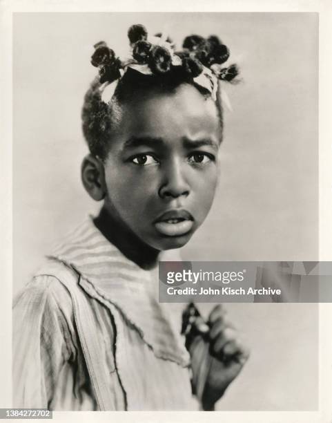 Publicity still portrait of American actor Allen Hoskins , as 'Farina,' in the Our Gang comedy film 'Little Mother,' 1929.