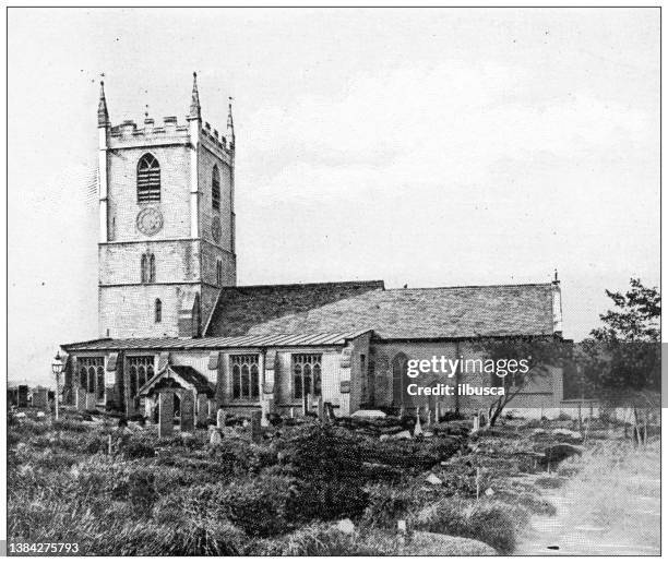 illustrations, cliparts, dessins animés et icônes de photographies de voyage antiques de l’angleterre: église où byron est enterré - lord byron