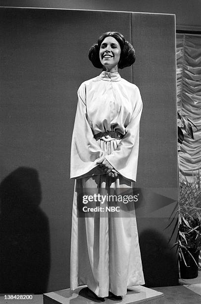 Episode 6 -- Air Date -- Pictured: Carrie Fisher as Princess Leia during the monologue on November 18, 1978