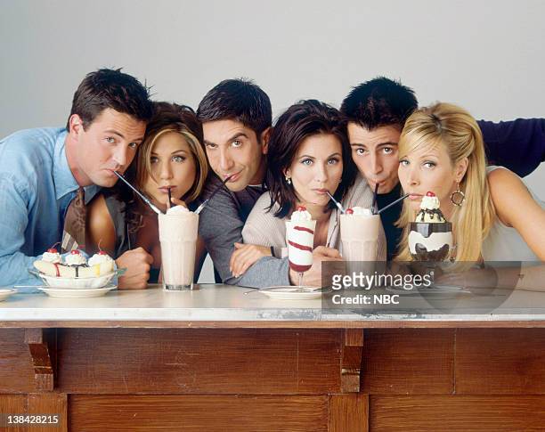 Season 2 -- Pictured: Matthew Perry as Chandler Bing, Jennifer Aniston as Rachel Green, David Schwimmer as Ross Geller, Courteney Cox as Monica...