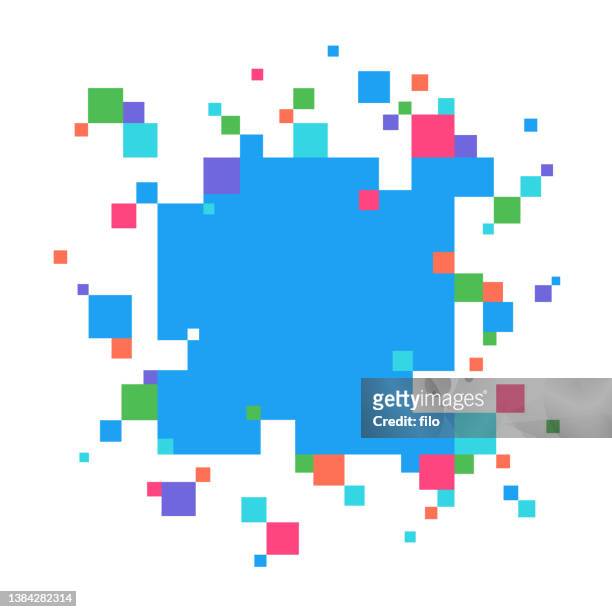 pixel shape abstract background - square composition stock illustrations