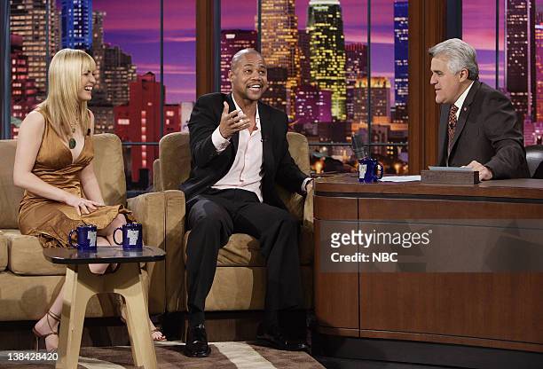 Episode 3302 -- Pictured: Miss USA Tara Conner and actor Cuba Gooding Jr. During an interview with host Jay Leno on February 2, 2007