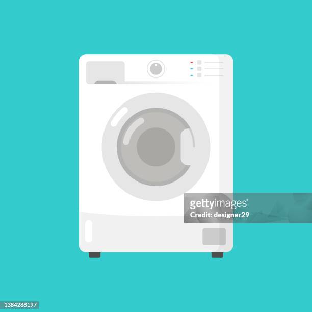 washing machine flat design on color background. - washer stock illustrations