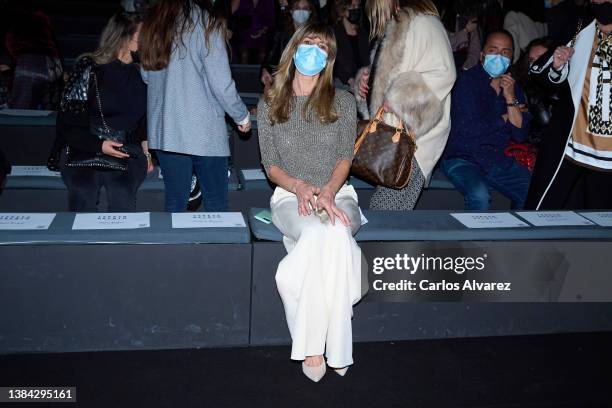 Begoña Gomez attends the Teresa Helbig fashion show during Mercedes Benz Fashion Week March 2022 edition at Ifema on March 11, 2022 in Madrid, Spain.