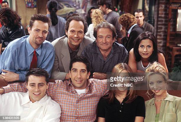 The One with the Ultimate Fighting Champion" Episode 24 -- Pictured: Matt LeBlanc as Joey Tribbiani, David Schwimmer as Ross Geller, Jennifer Aniston...
