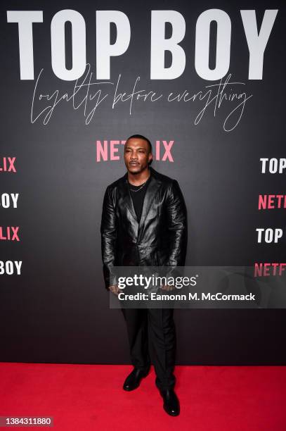 Ashley Walters attends the "Top Boy 2" World Premiere at Hackney Picturehouse on March 11, 2022 in London, England.