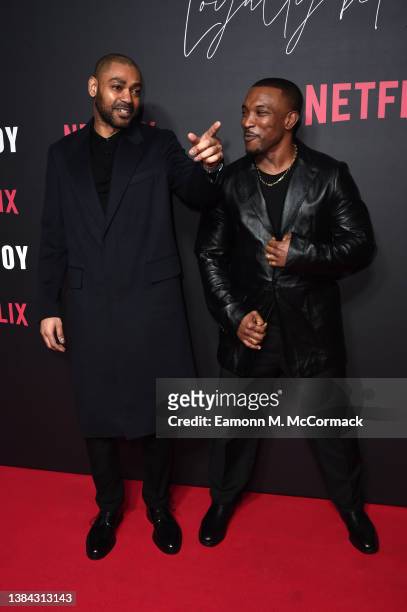 Kano and Ashley Walters attend the "Top Boy 2" World Premiere at Hackney Picturehouse on March 11, 2022 in London, England.