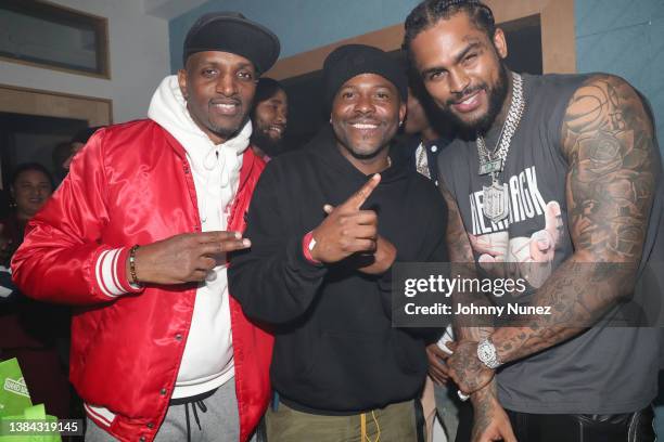 Ivy, Coodie and Dave East attend Dave East "How Did I Get Here" Private Listening Party on March 10, 2022 in New York City.