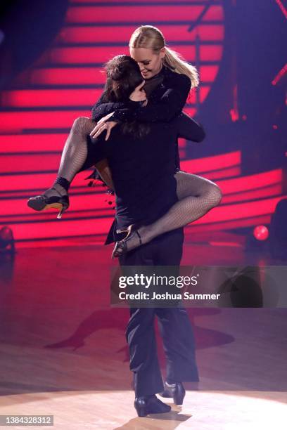 Riccardo Basile and Isabel Edvardsson perform on stage during the 3rd show of the 15th season of the television competition show "Let's Dance" at MMC...