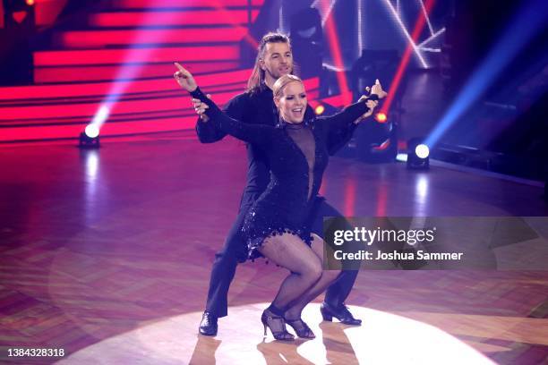 Riccardo Basile and Isabel Edvardsson perform on stage during the 3rd show of the 15th season of the television competition show "Let's Dance" at MMC...