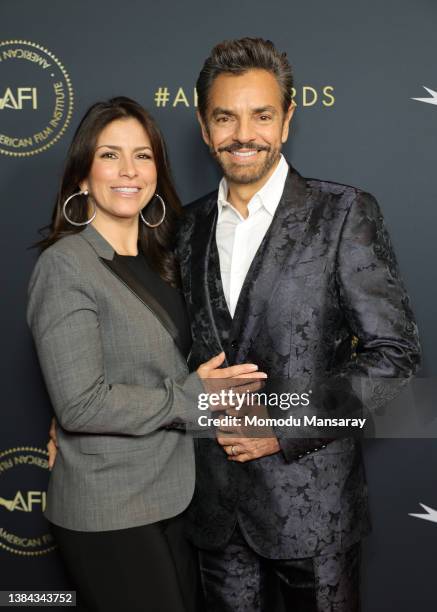 Alessandra Rosaldo and Eugenio Derbez attend the AFI Awards Luncheon at Beverly Wilshire, A Four Seasons Hotel on March 11, 2022 in Beverly Hills,...