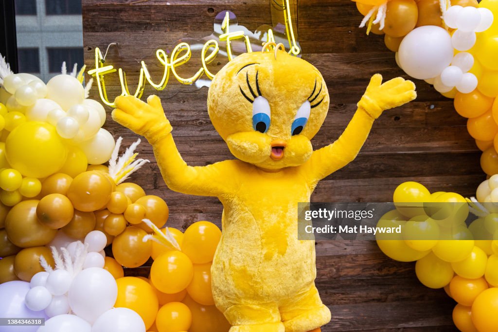 Tweety poses for a photo during the