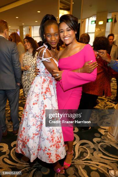 Demi Singleton and Ariana DeBose attend the AFI Awards Luncheon at Beverly Wilshire, A Four Seasons Hotel on March 11, 2022 in Beverly Hills,...