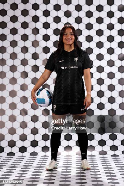 Lily Nabet poses for a portrait on Angel City FC media day at XRM Studios on March 11, 2022 in Burbank, California.