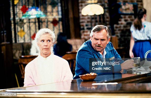 Ma Always Liked You Better" Episode 5 -- Air Date -- Pictured: Frances Sternhagen as Esther Clavin, John Ratzenberger as Cliff Clavin