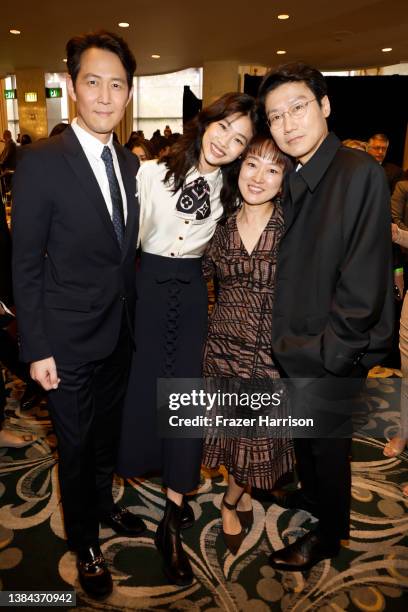 Lee Jeong-jae, HoYeon Jung, Kim Ji-yeon and Hwang Dong-hyuk attend the AFI Awards Luncheon at Beverly Wilshire, A Four Seasons Hotel on March 11,...