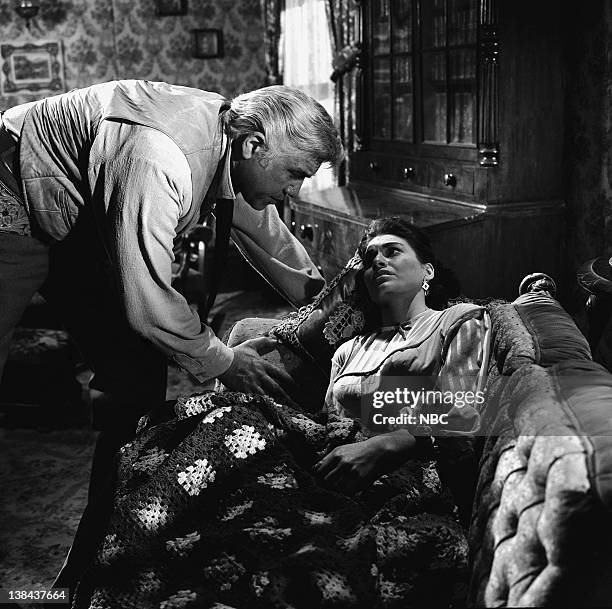 Death at Dawn" Episode 32 -- Aired 4/30/60 -- Pictured: Lorne Greene as Ben Cartwright, Nancy Deale as Beth Cameron