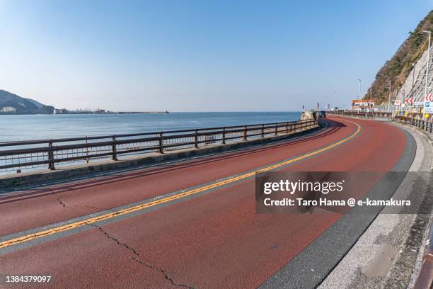 the coast road in kanagawa of japan - kanagawa prefecture stock-fotos und bilder