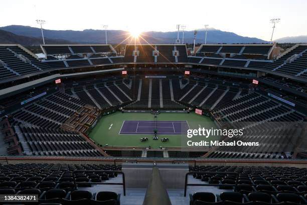 General wide view of the inside of Stadium 1 on Day 5 of the BNP Paribas Open at the Indian Wells Tennis Garden on March 11, 2022 in Indian Wells,...