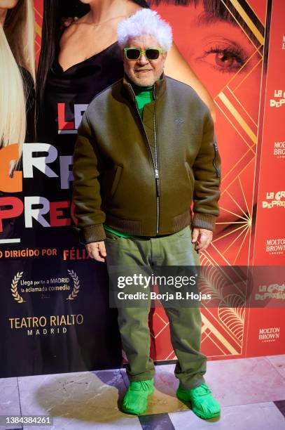 Spanish director Pedro Almodova attends to the photocall of 'La Gran Depresion' theatre play premiere on March 11, 2022 in Madrid, Spain.