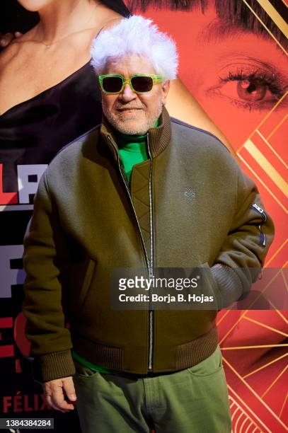 Spanish director Pedro Almodova attends to the photocall of 'La Gran Depresion' theatre play premiere on March 11, 2022 in Madrid, Spain.