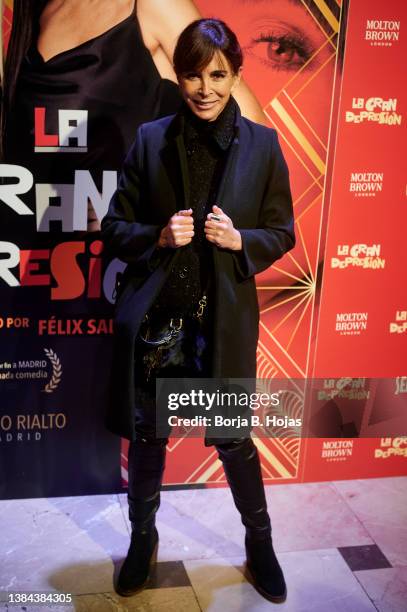 Lydia Bosch attends to the photocall of 'La Gran Depresion' theatre play premiere on March 11, 2022 in Madrid, Spain.