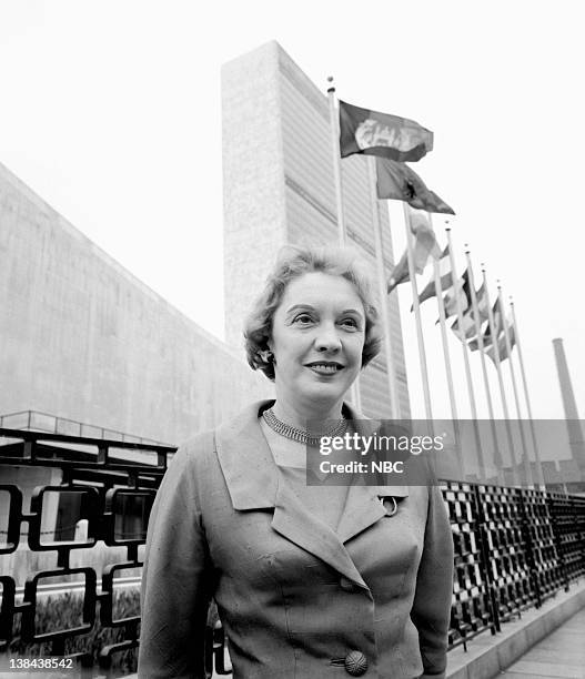 Pictured: NBC News' Pauline Frederick at the United Nations in May, 1961 --