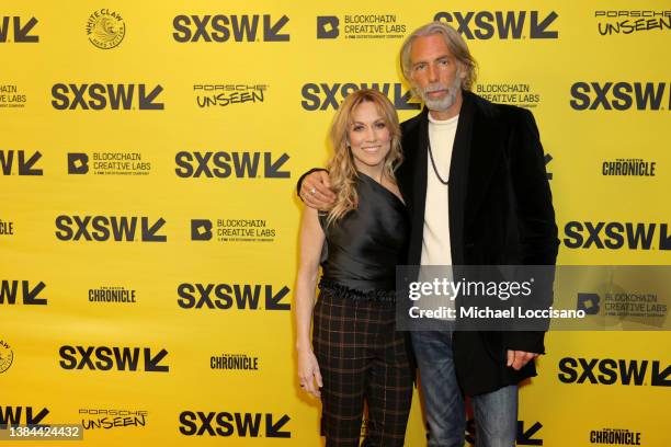 Film subject Sheryl Crow and Scooter Weintraub attend the "Sheryl" premiere during the 2022 SXSW Conference and Festivals at ZACH Theatre on March...